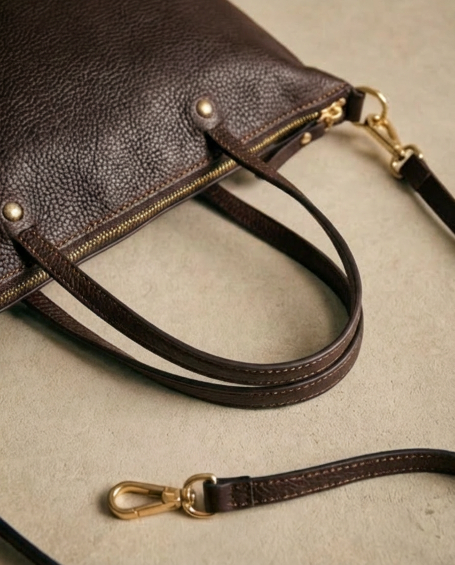 Bolso de piel marrón shopper medium