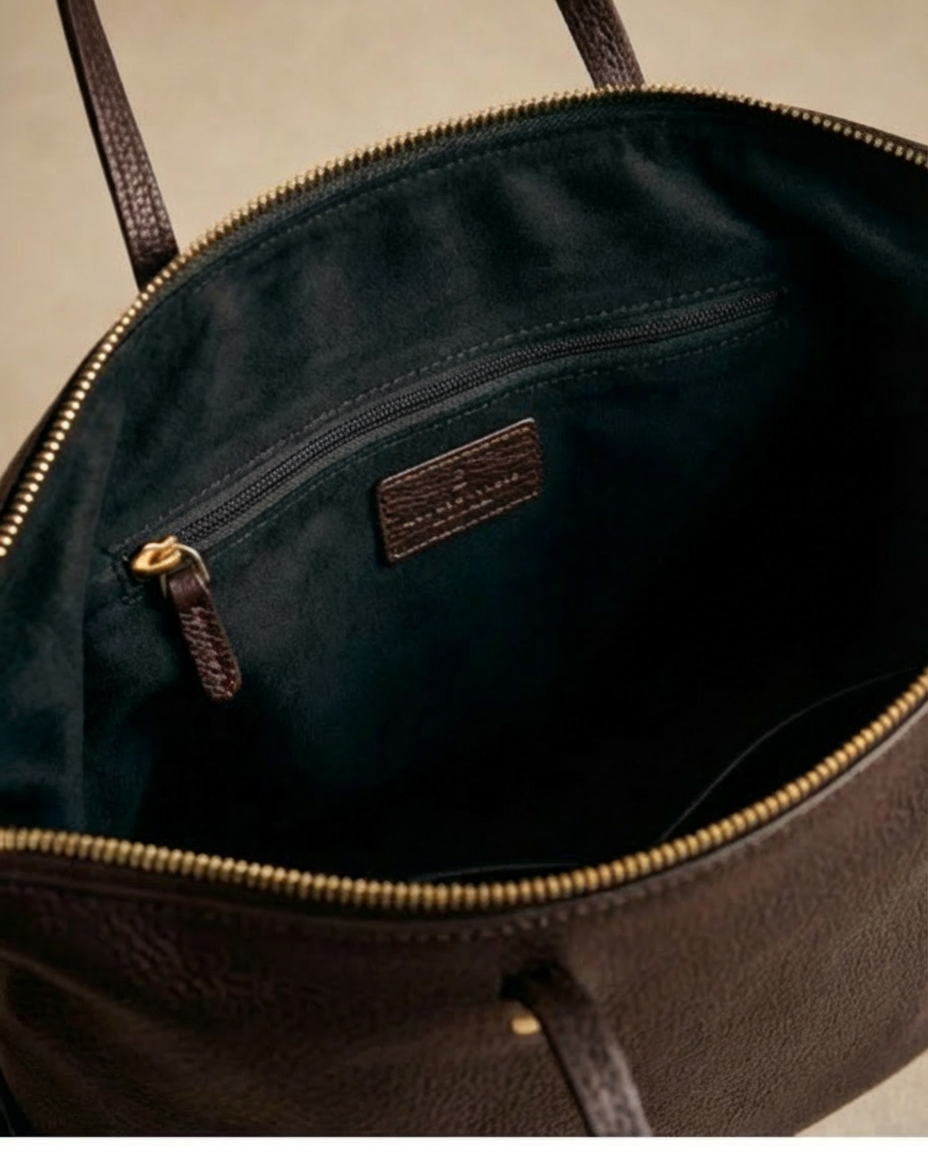 Bolso de piel marrón shopper medium