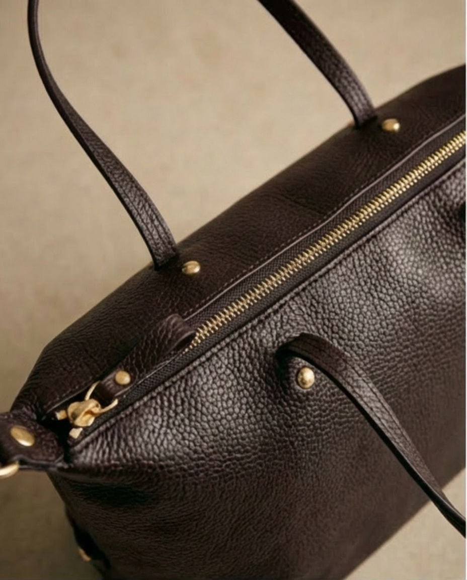 Bolso de piel marrón shopper medium