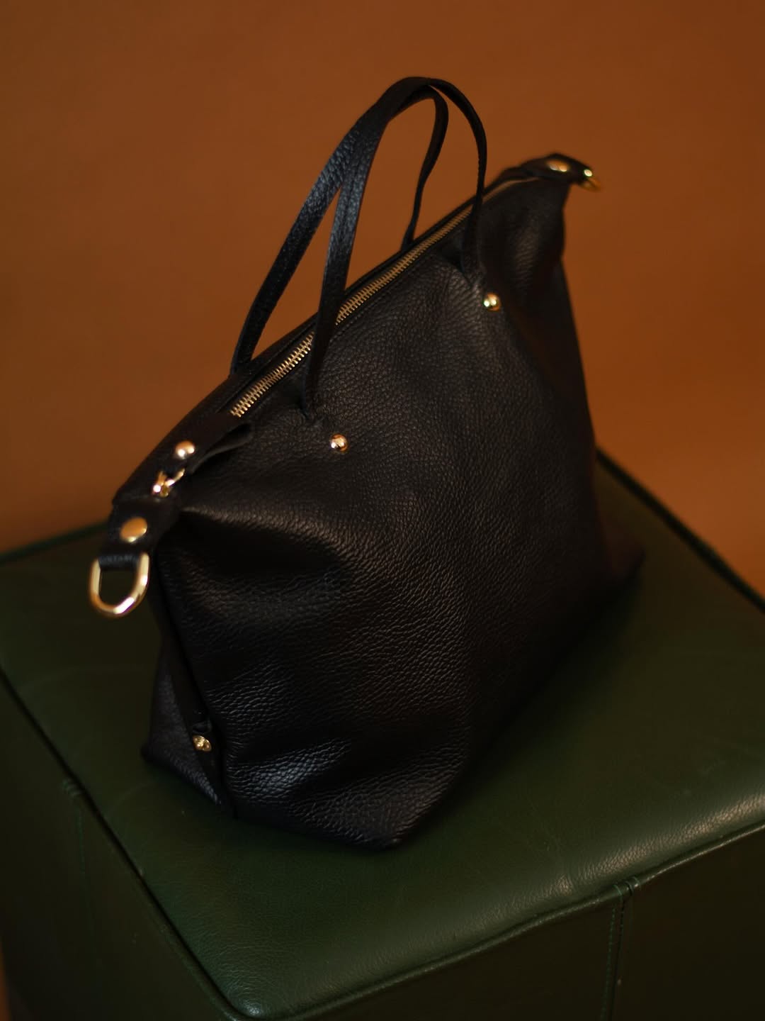 Bolso de piel negro shopper medium