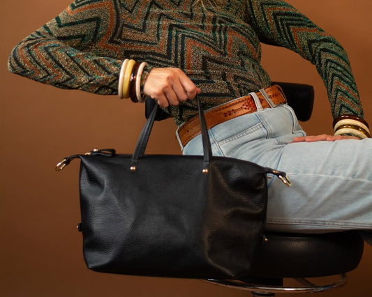 Bolso de piel negro shopper medium