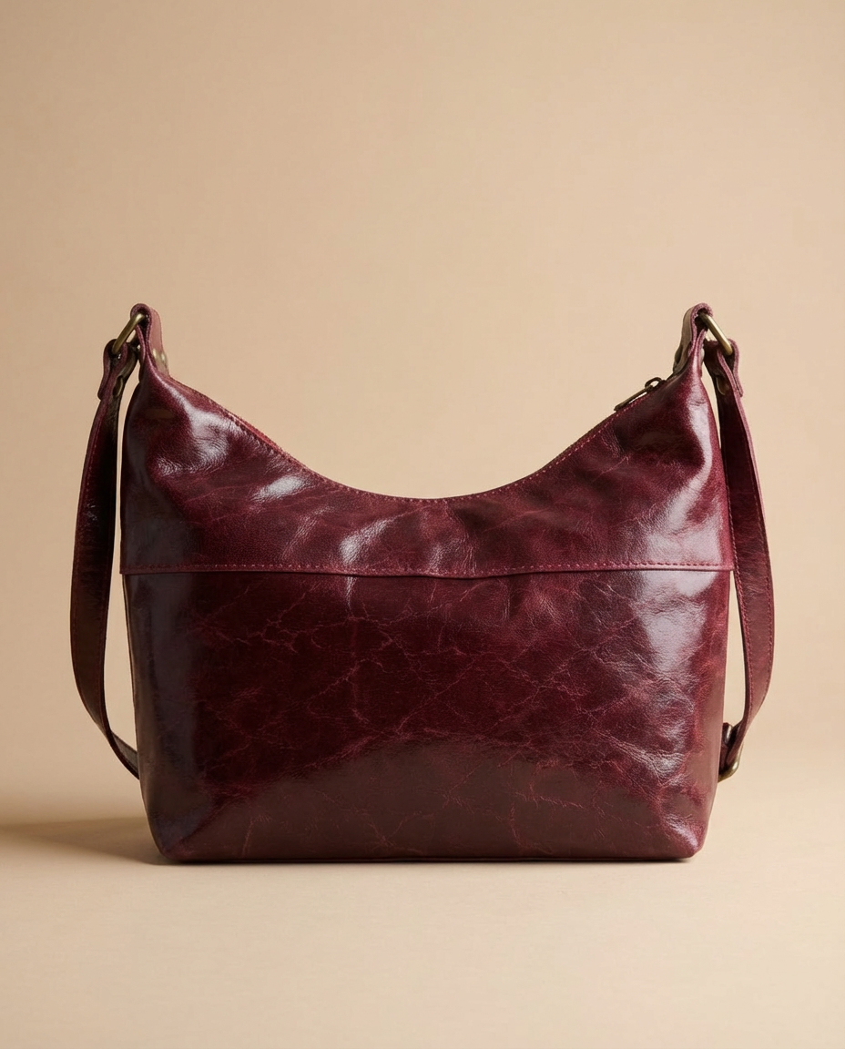 Bolso de piel con tachuelas burdeos SHINY