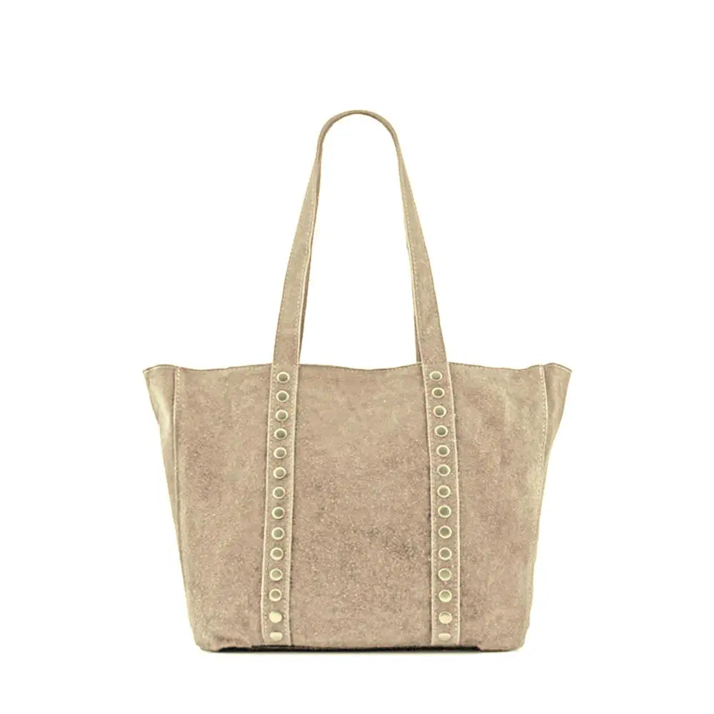 Bolso shopper de serraje beige