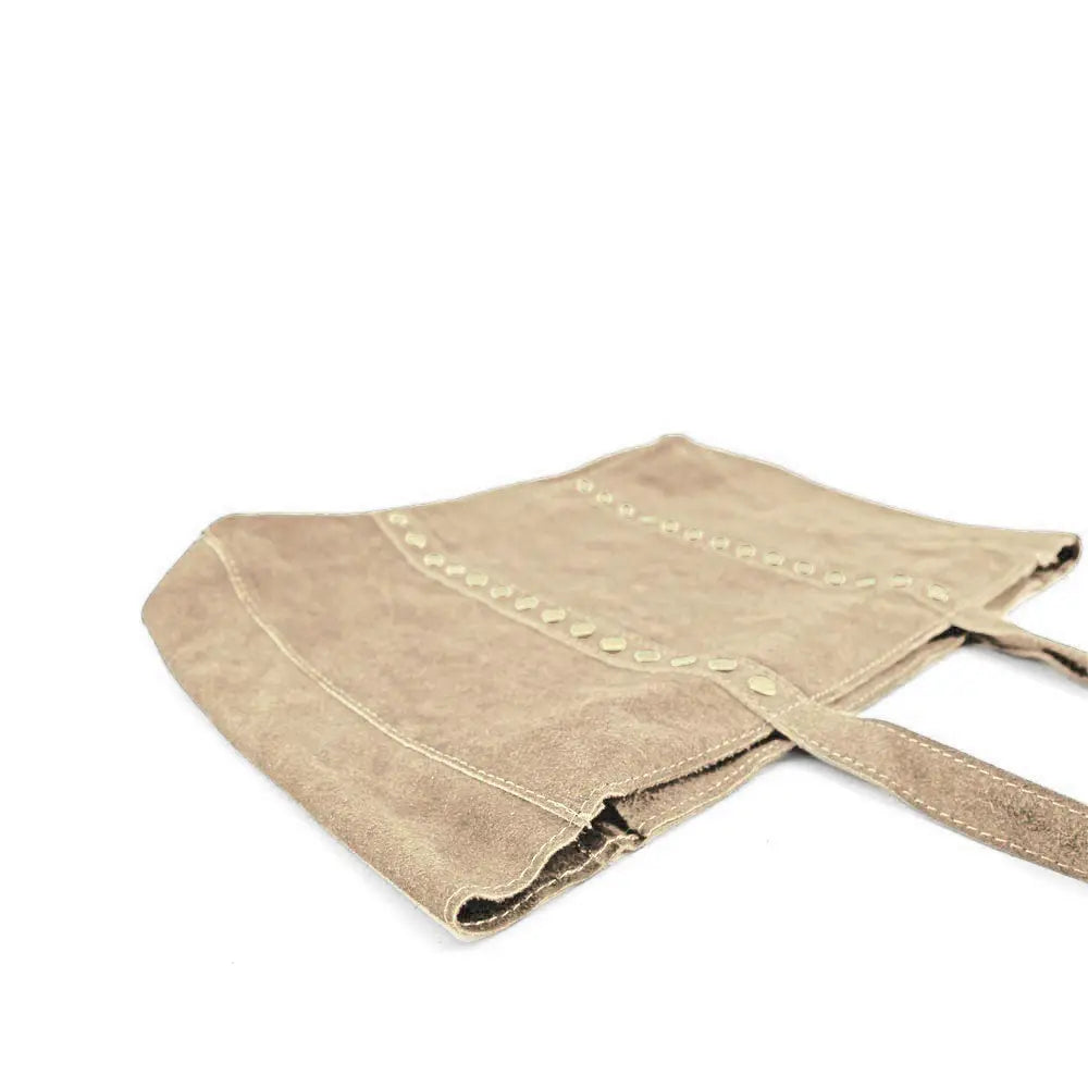 Bolso shopper de serraje beige