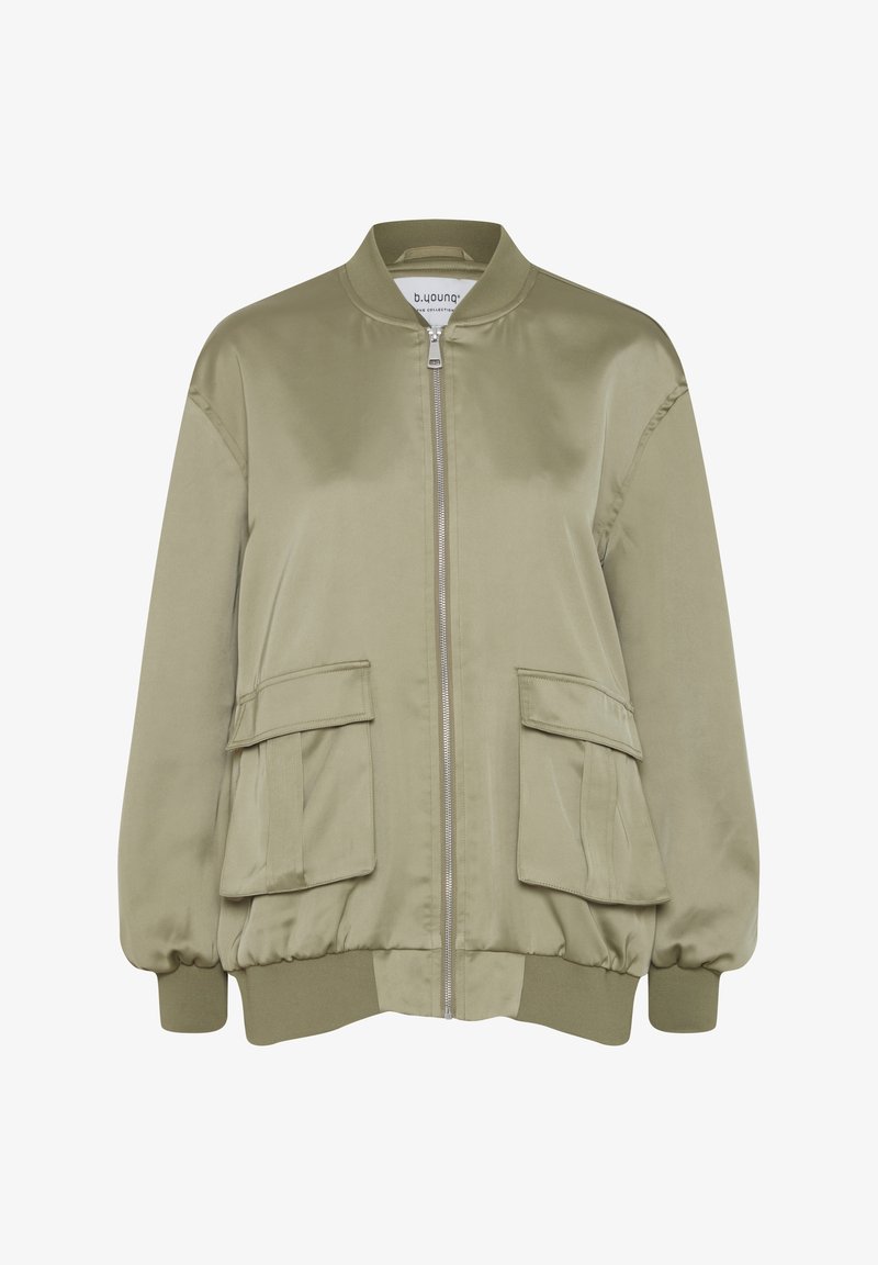 Chaqueta bomber verde satinada