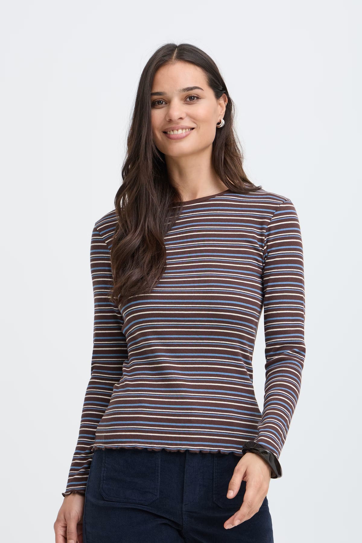 Camiseta rayas choco/blue LIDOM