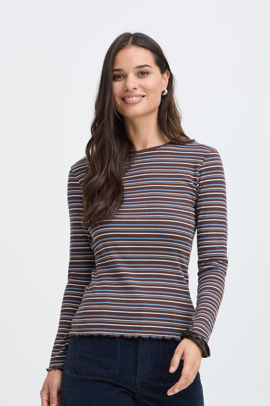 Camiseta rayas choco/blue LIDOM
