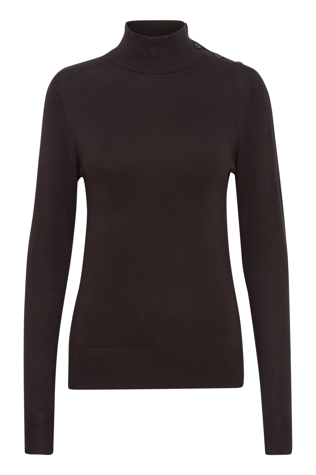 Jersey negro con cuello alto abotonado