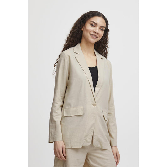 Blazer beige de lino ELBA