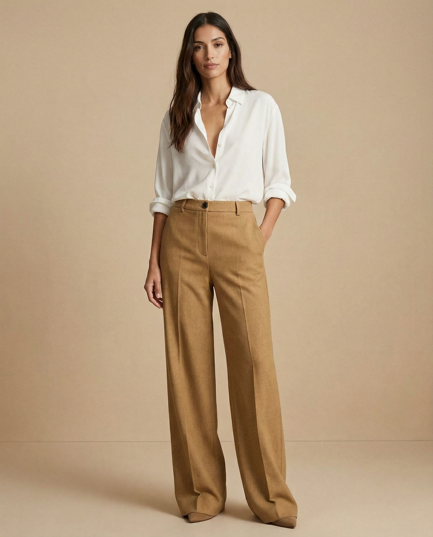 Pantalón sastre camel BRYNA