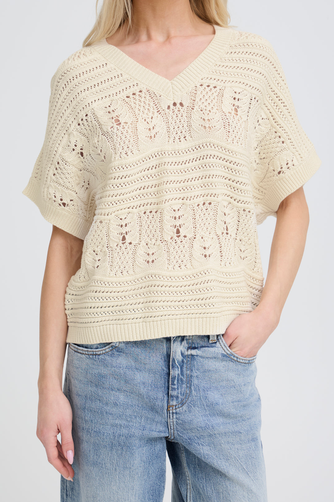 Suéter de punto calado DENERO crudo