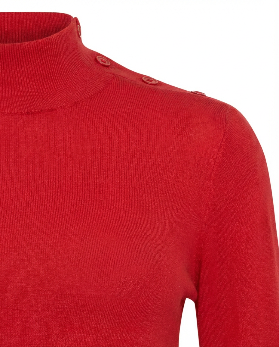 Jersey rojo con cuello alto abotonado