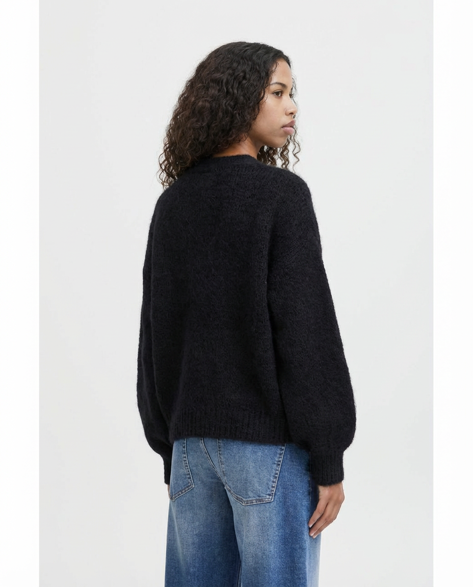 Chaqueta de punto mohair negro MILI