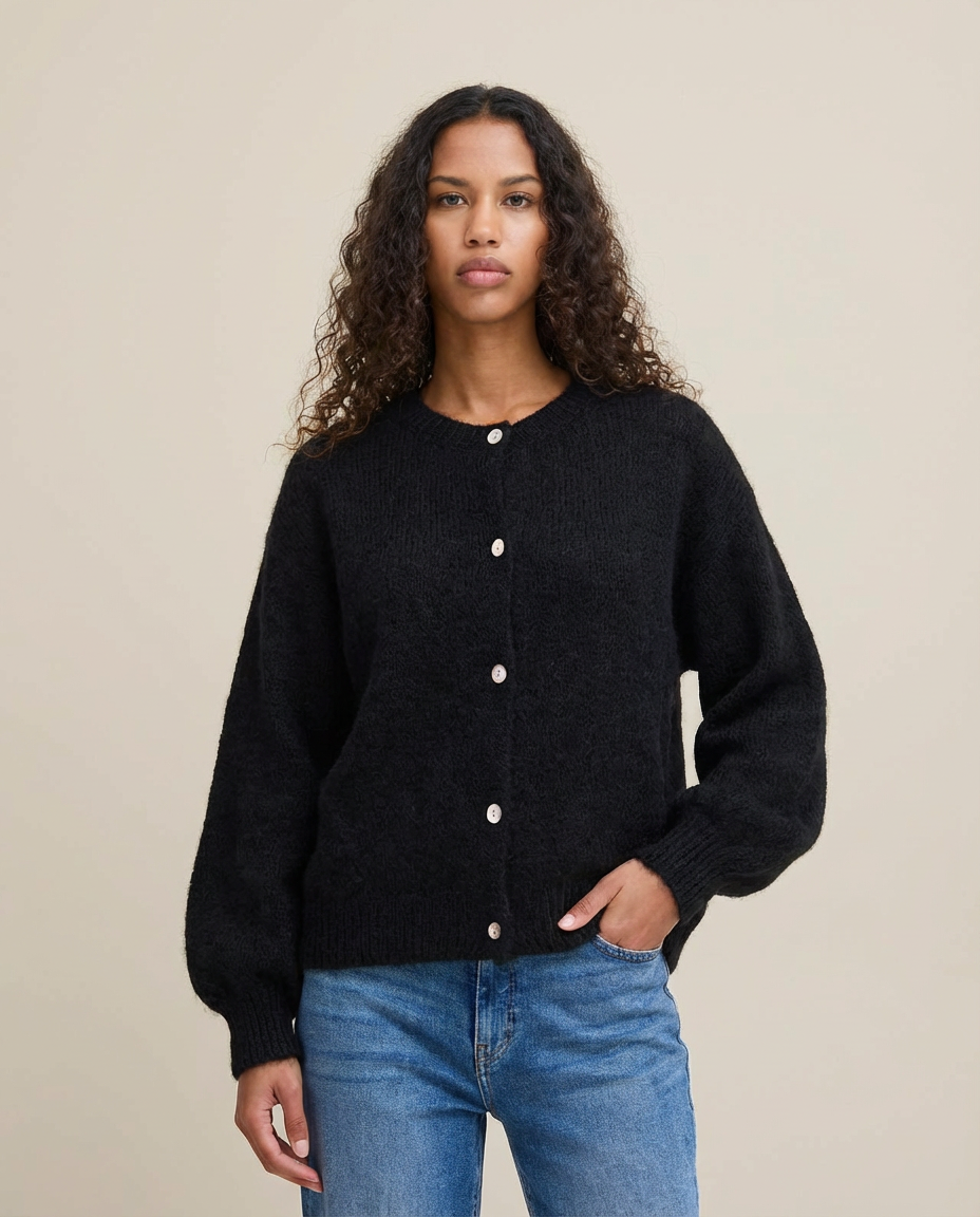 Chaqueta de punto mohair negro MILI