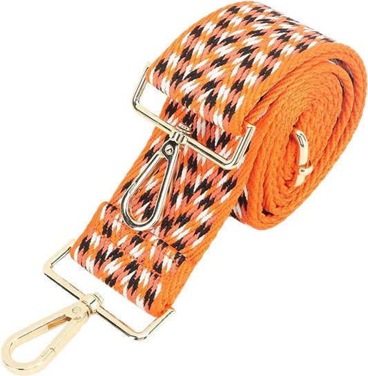 Correa de bolso estampado geométrico naranja