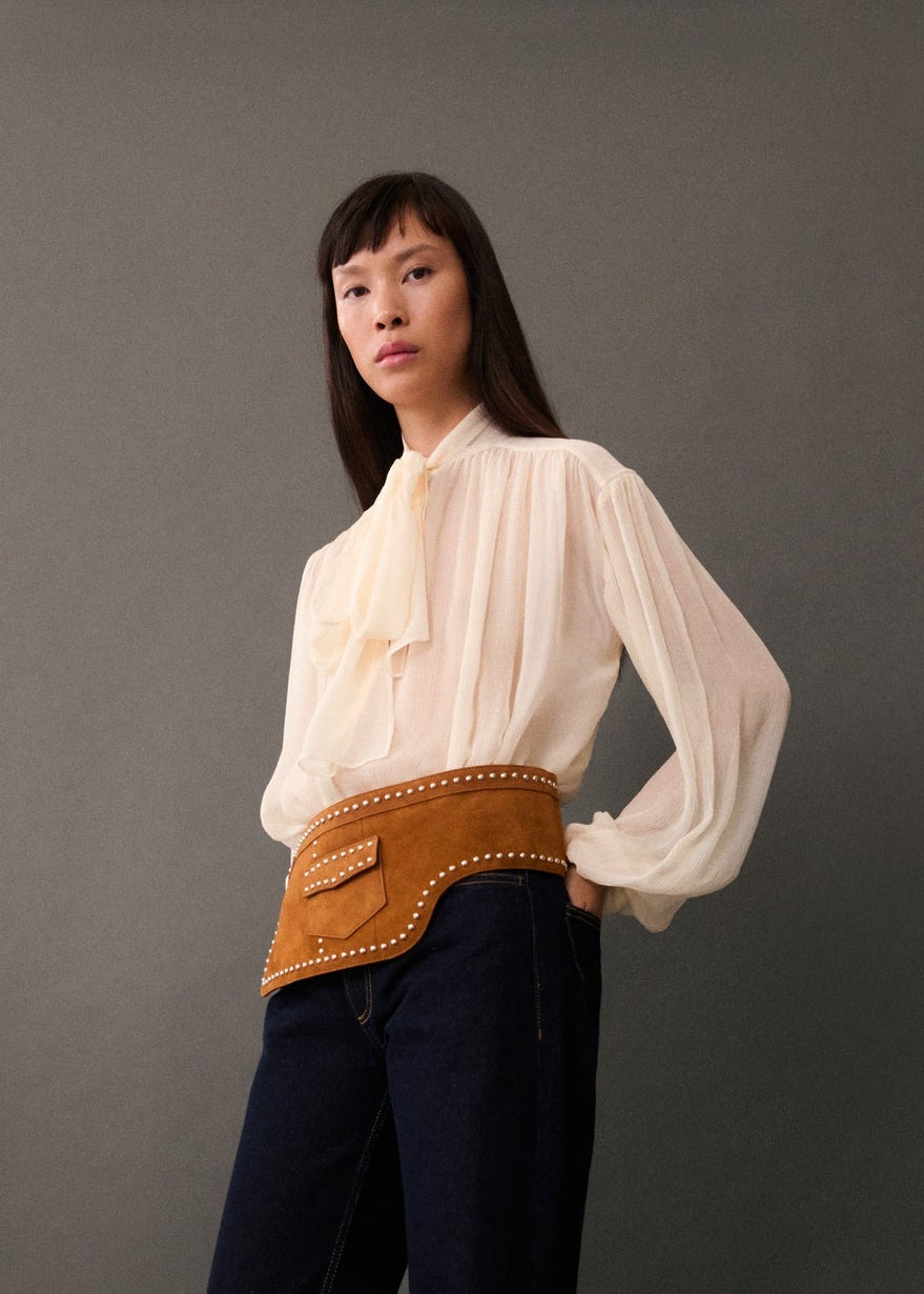 Blusa vaporosa crudo BLOSSOM