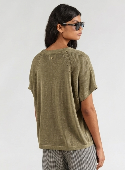 Jersey fino kaki con toque de brillo DRACENA