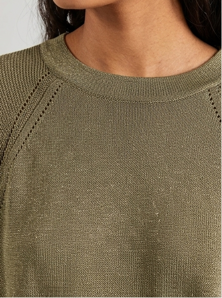 Jersey fino kaki con toque de brillo DRACENA