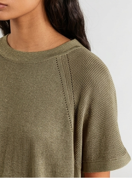 Jersey fino kaki con toque de brillo DRACENA