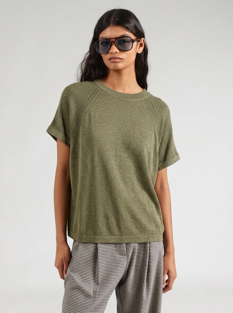 Jersey fino kaki con toque de brillo DRACENA