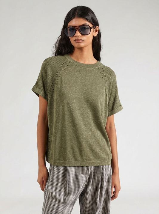 Jersey fino kaki con toque de brillo DRACENA