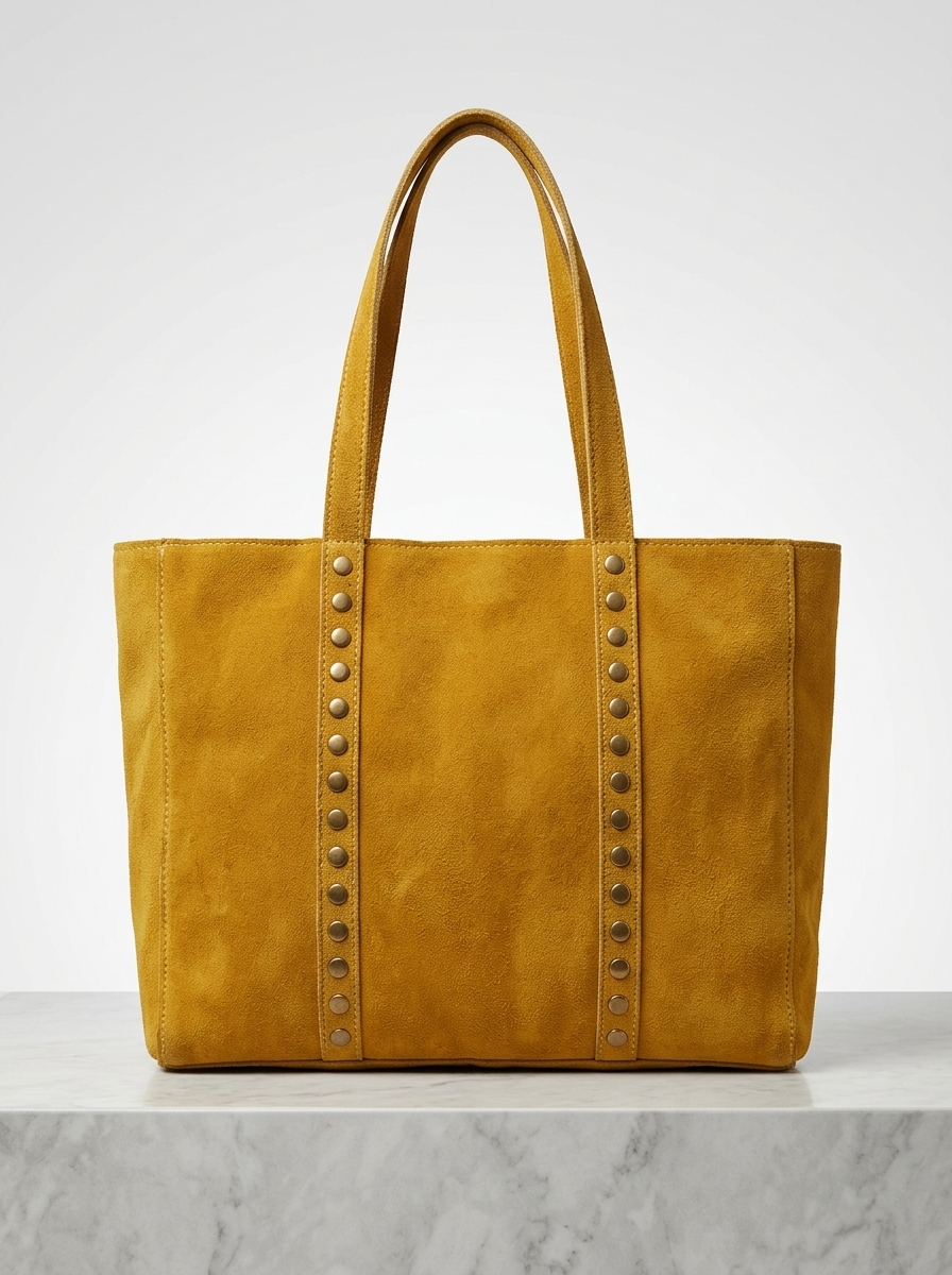 Bolso shopper de serraje mostaza
