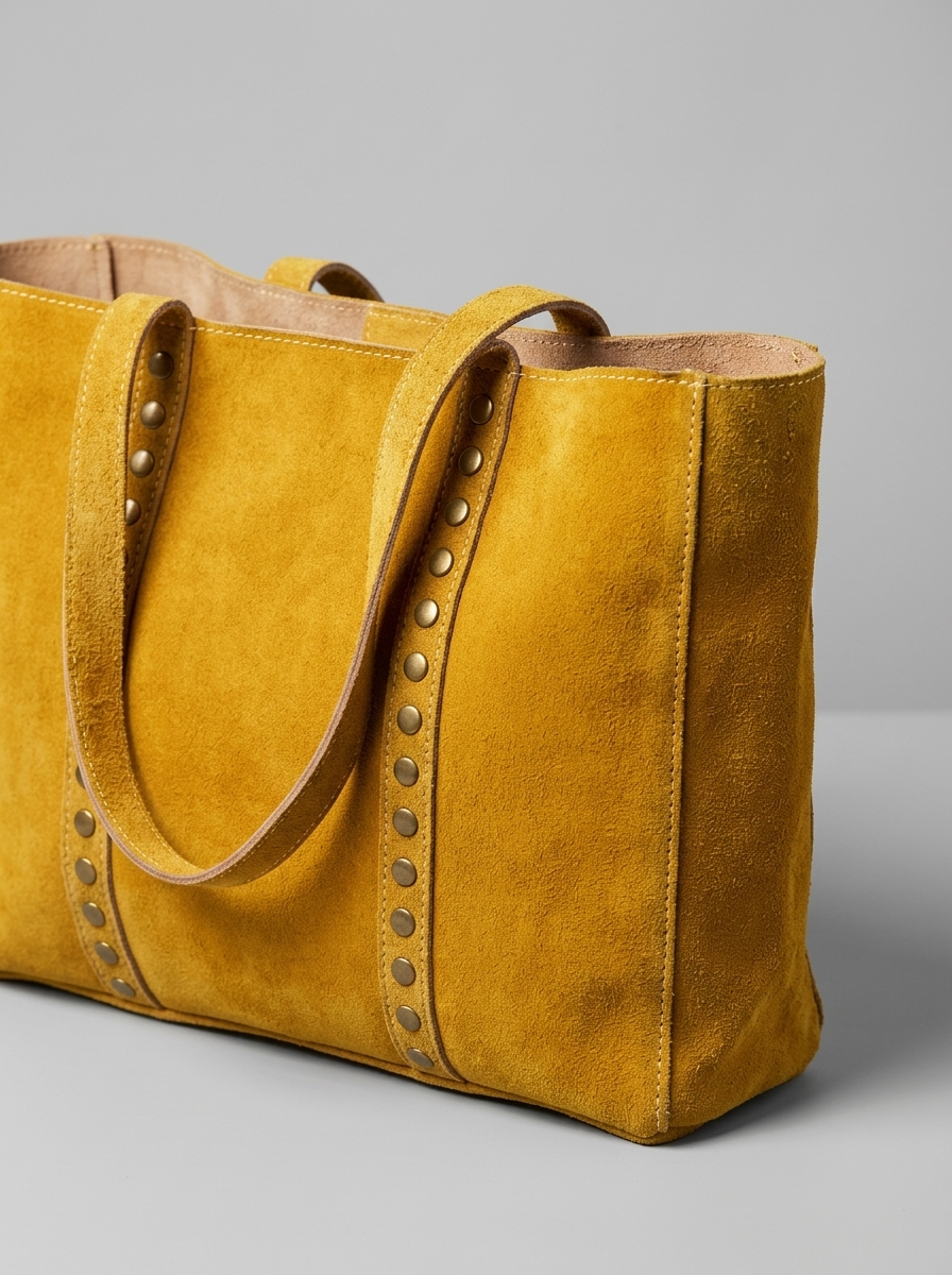 Bolso shopper de serraje mostaza