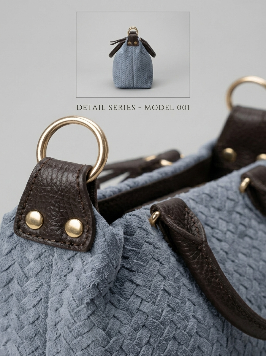 Bolso de piel azul BRAID