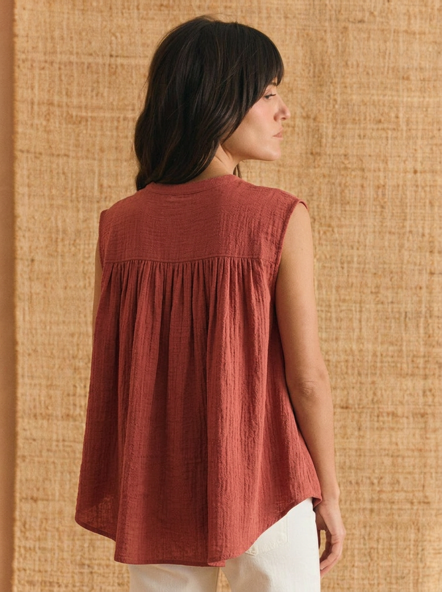 Blusa bordada sin mangas DORA