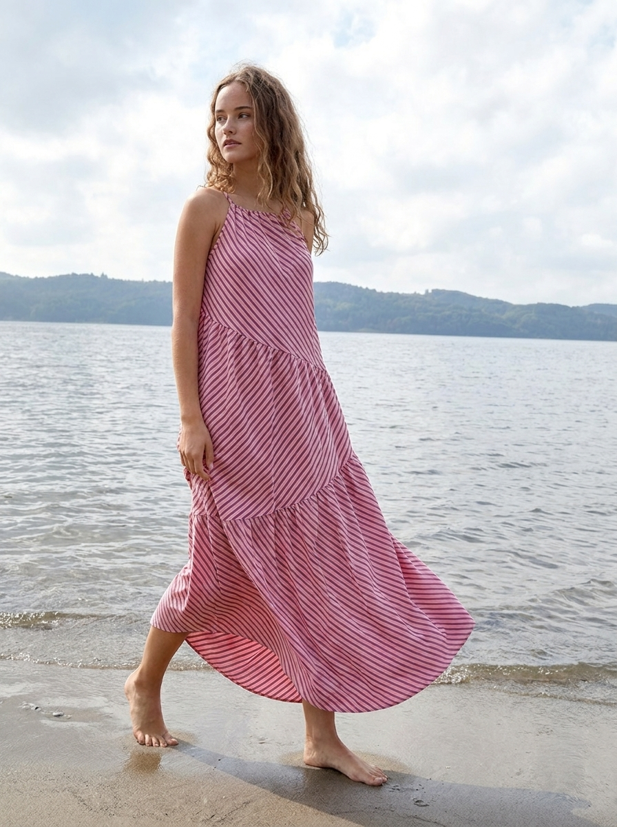Vestido maxi rayas rosa DILAR