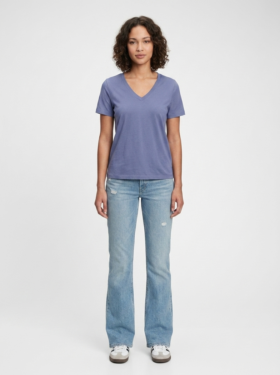 Camiseta básica cuello pico PALMA azul