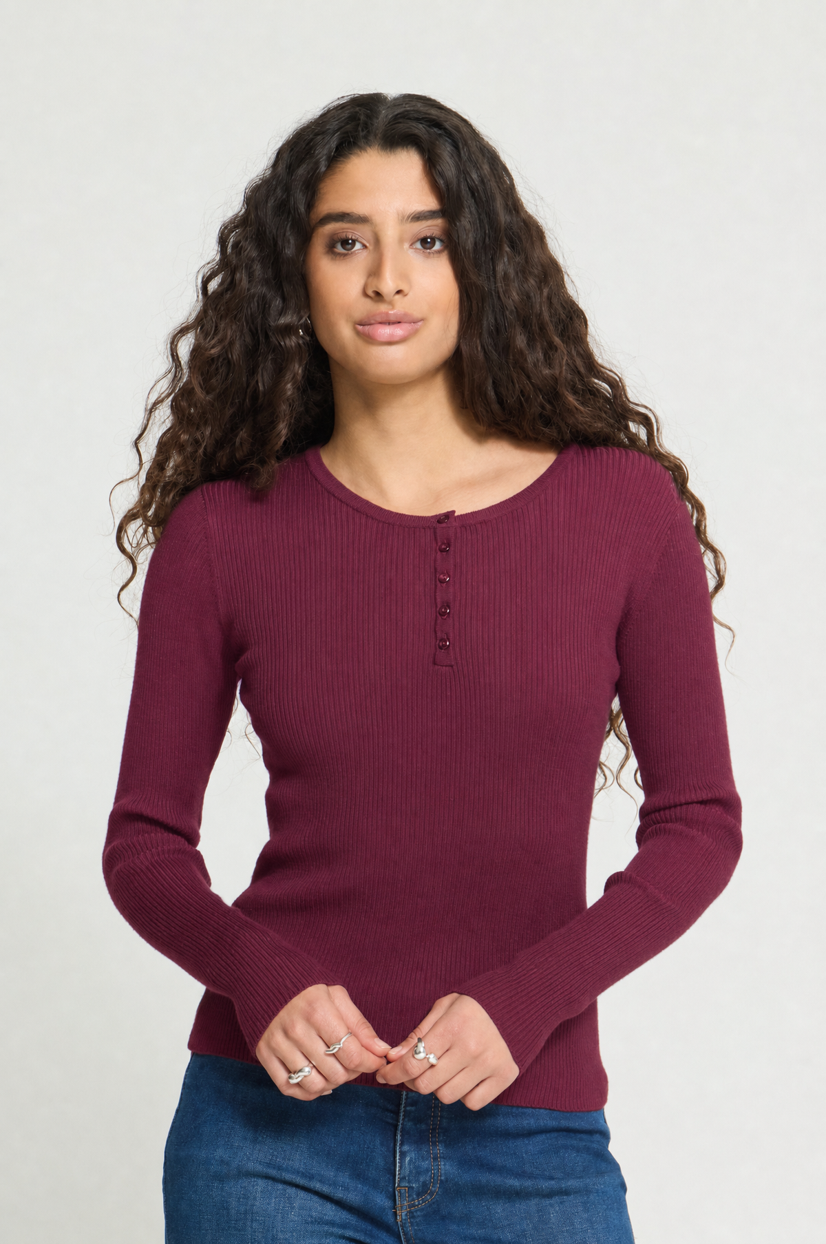Jersey de punto canalé burdeos NURIA
