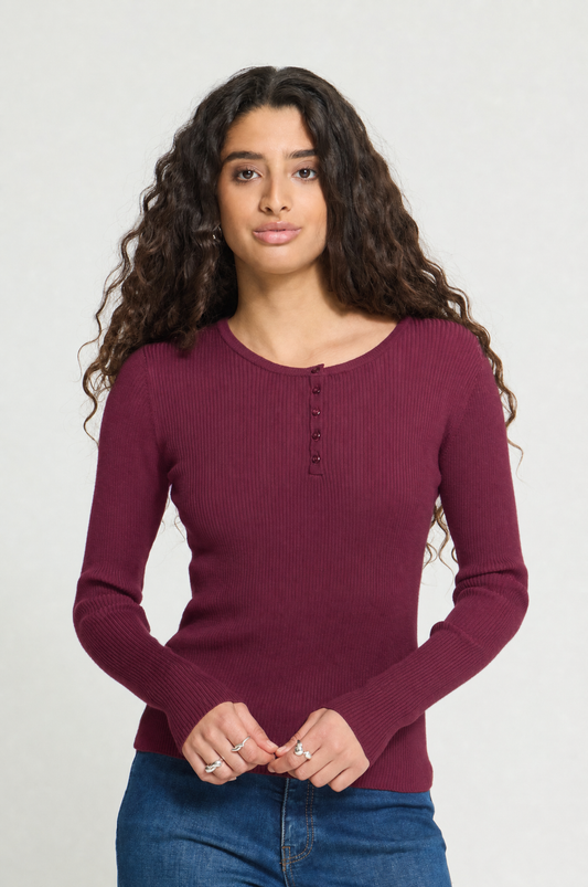 Jersey de punto canalé burdeos NURIA