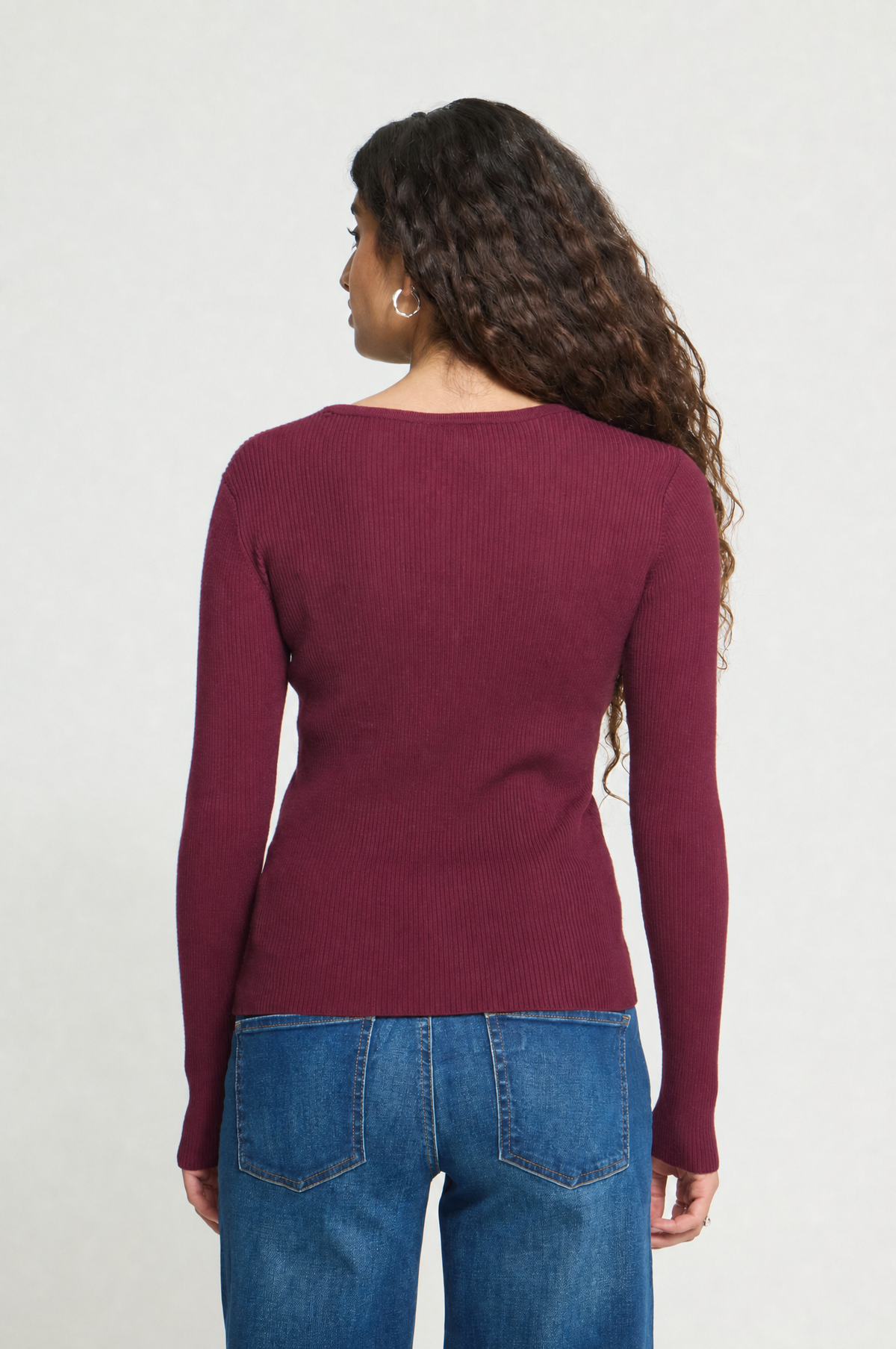 Jersey de punto canalé burdeos NURIA