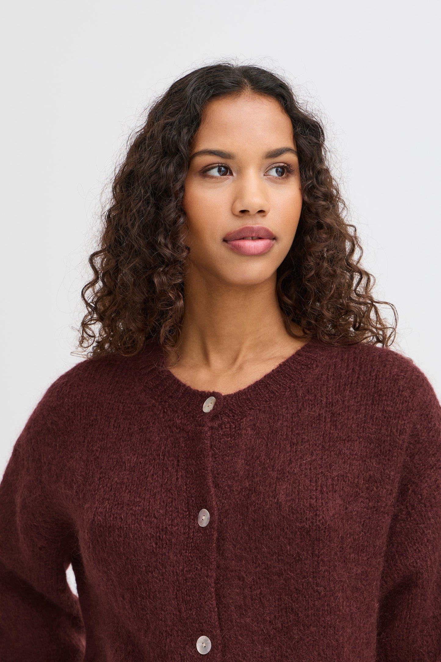 Chaqueta de punto mohair burdeos MILI