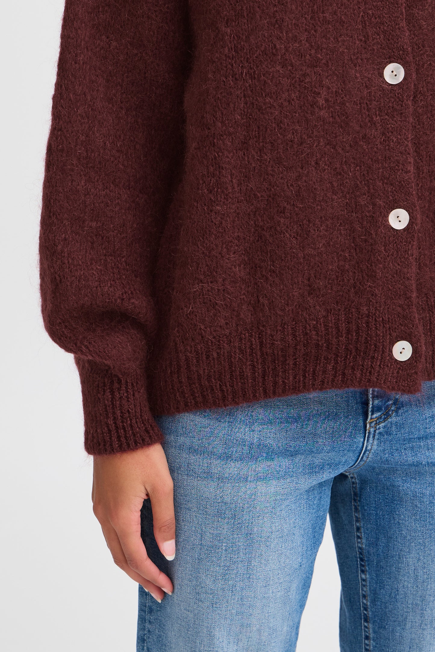 Chaqueta de punto mohair burdeos MILI