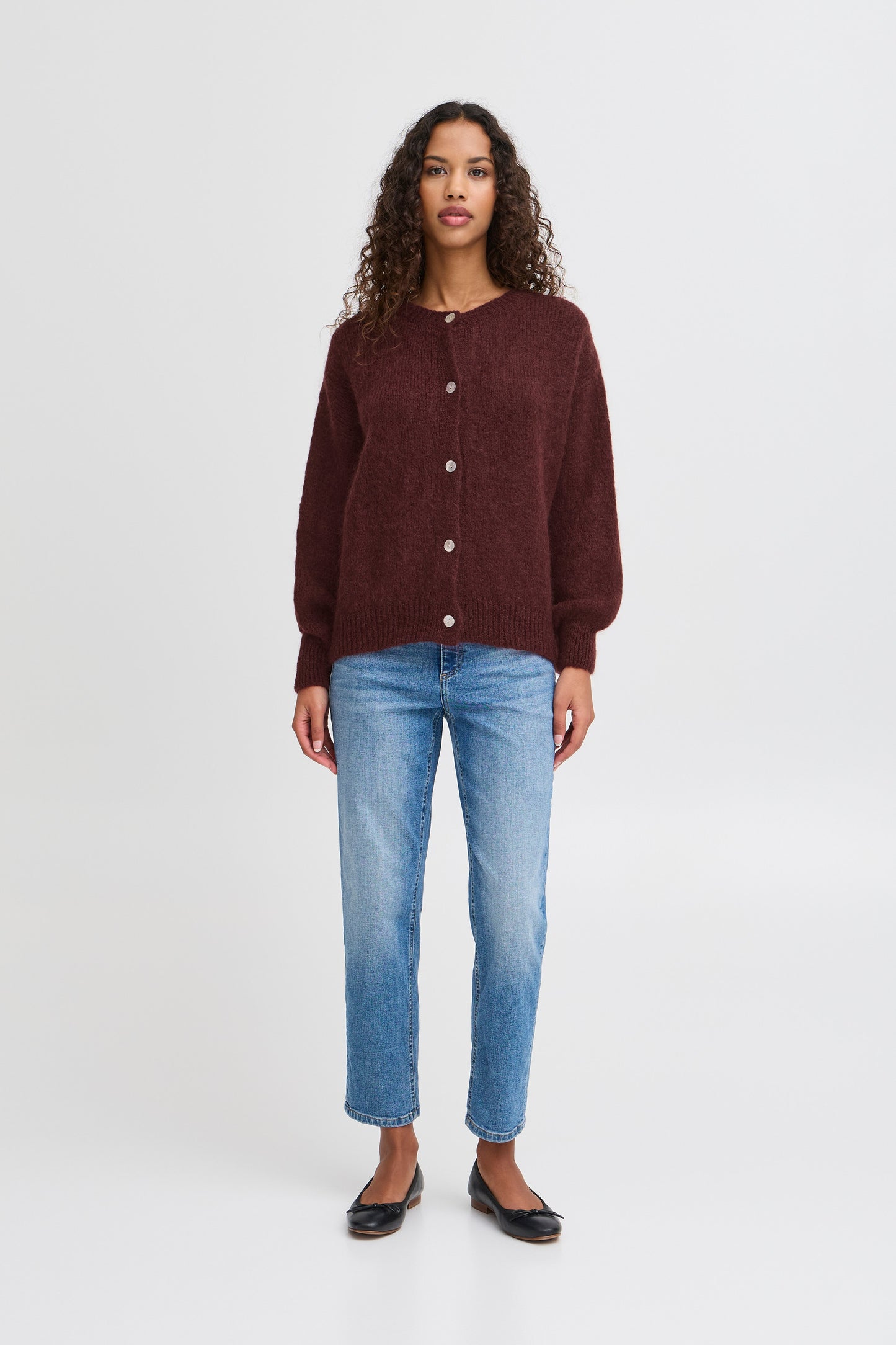 Chaqueta de punto mohair burdeos MILI