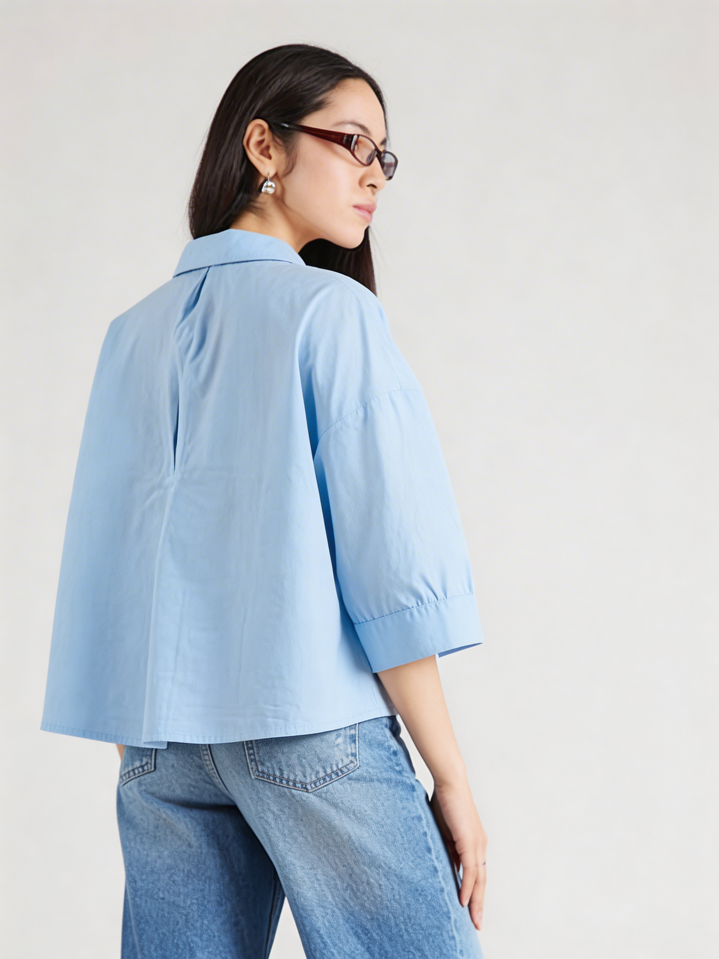 Camisa azul de manga ancha 3/4 DUANNE
