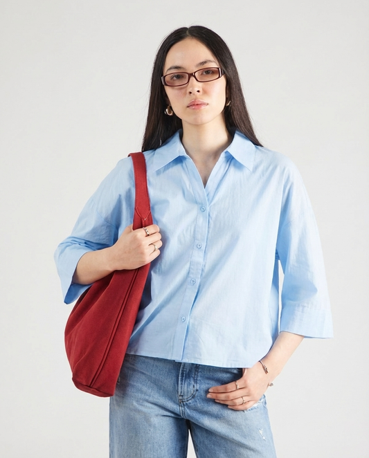 Camisa azul de manga ancha 3/4 DUANNE