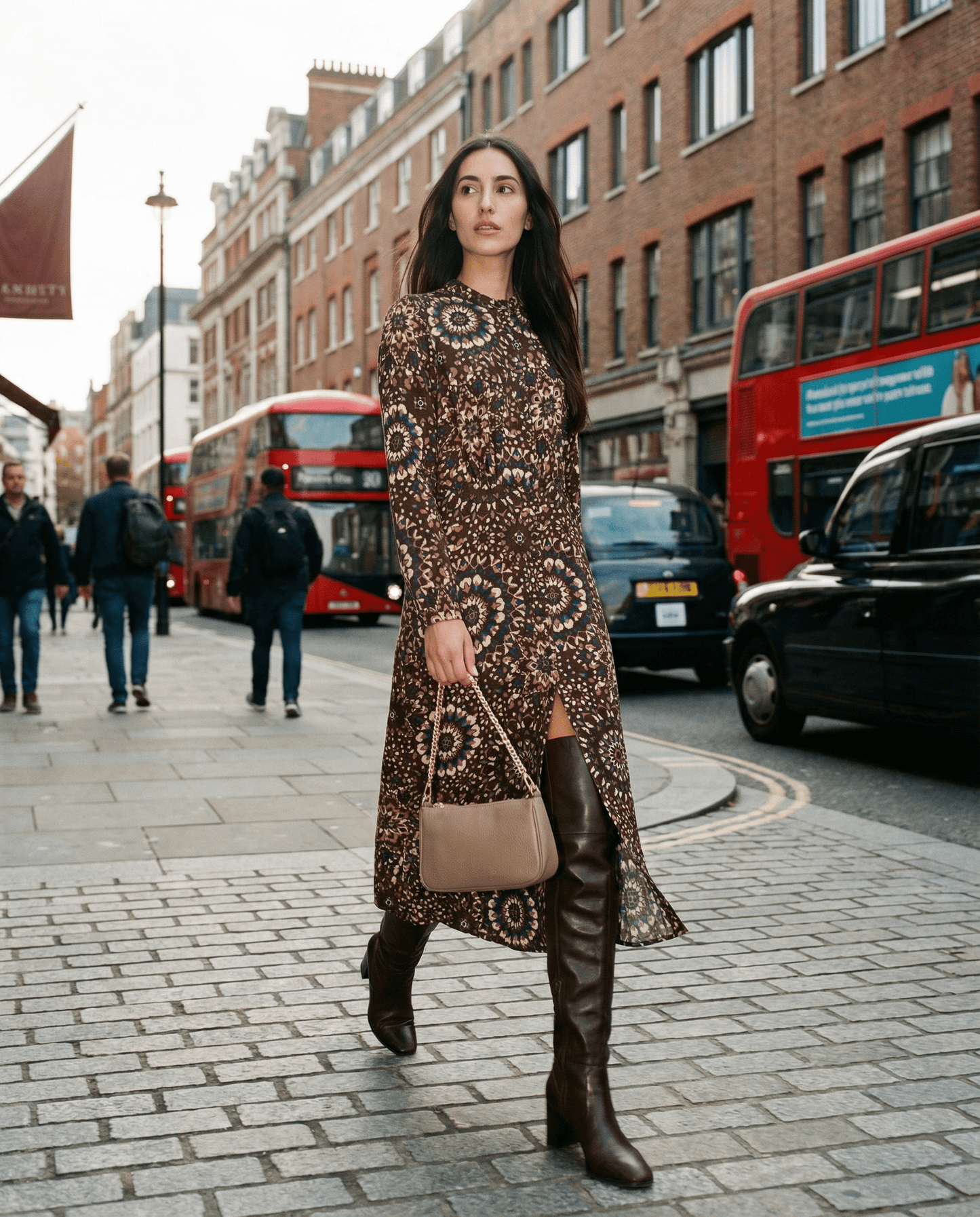 Vestido estampado marron KALED