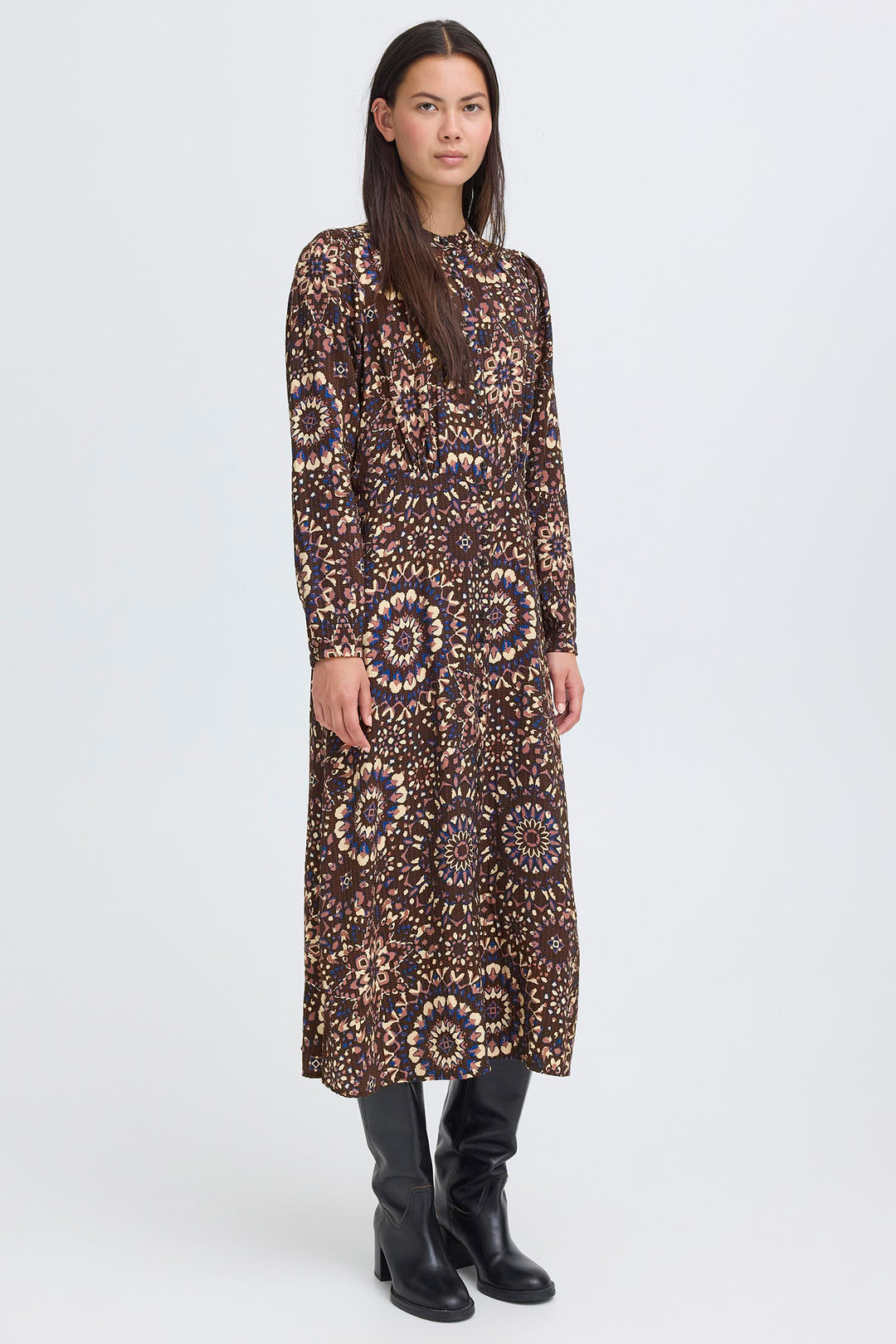 Vestido estampado marron KALED