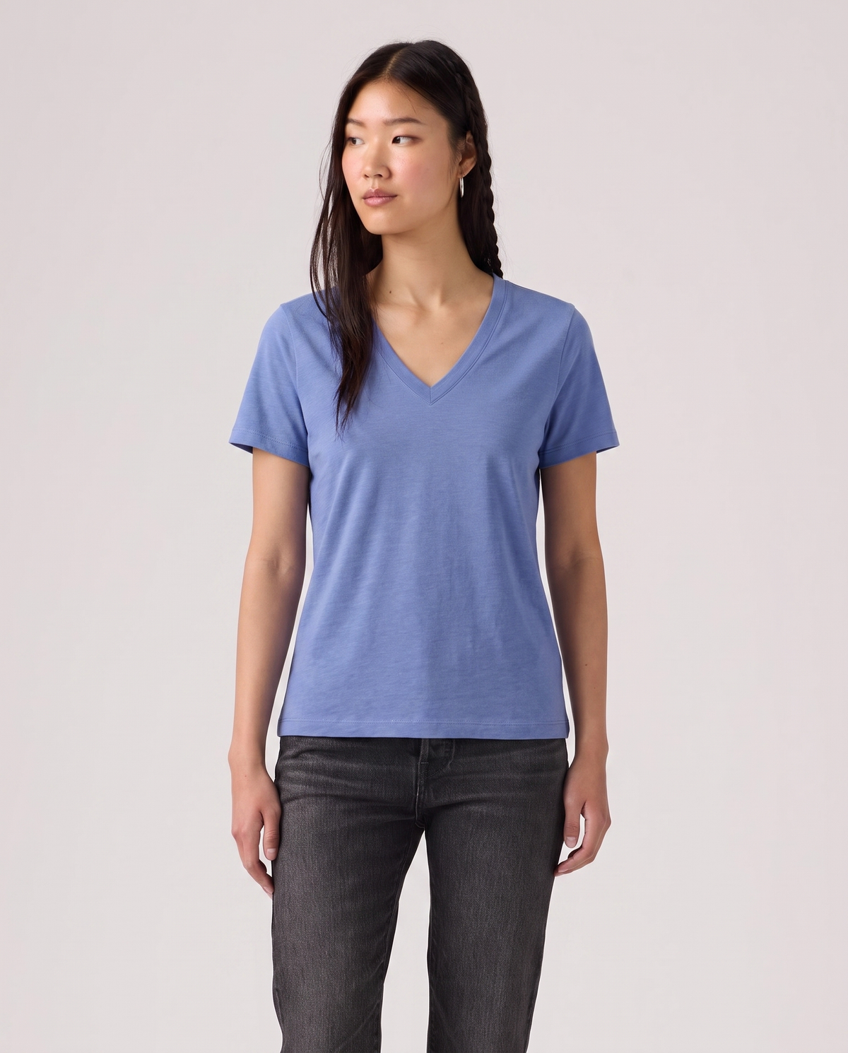 Camiseta básica cuello pico PALMA azul