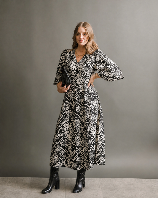 Vestido estampado black & white LAURENCE