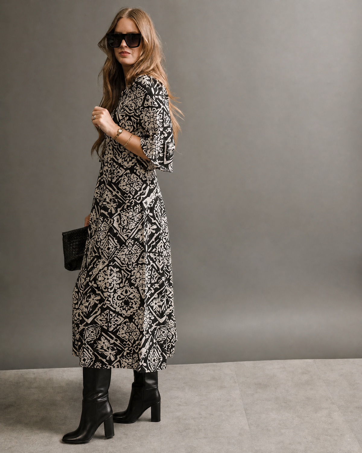 Vestido estampado black & white LAURENCE