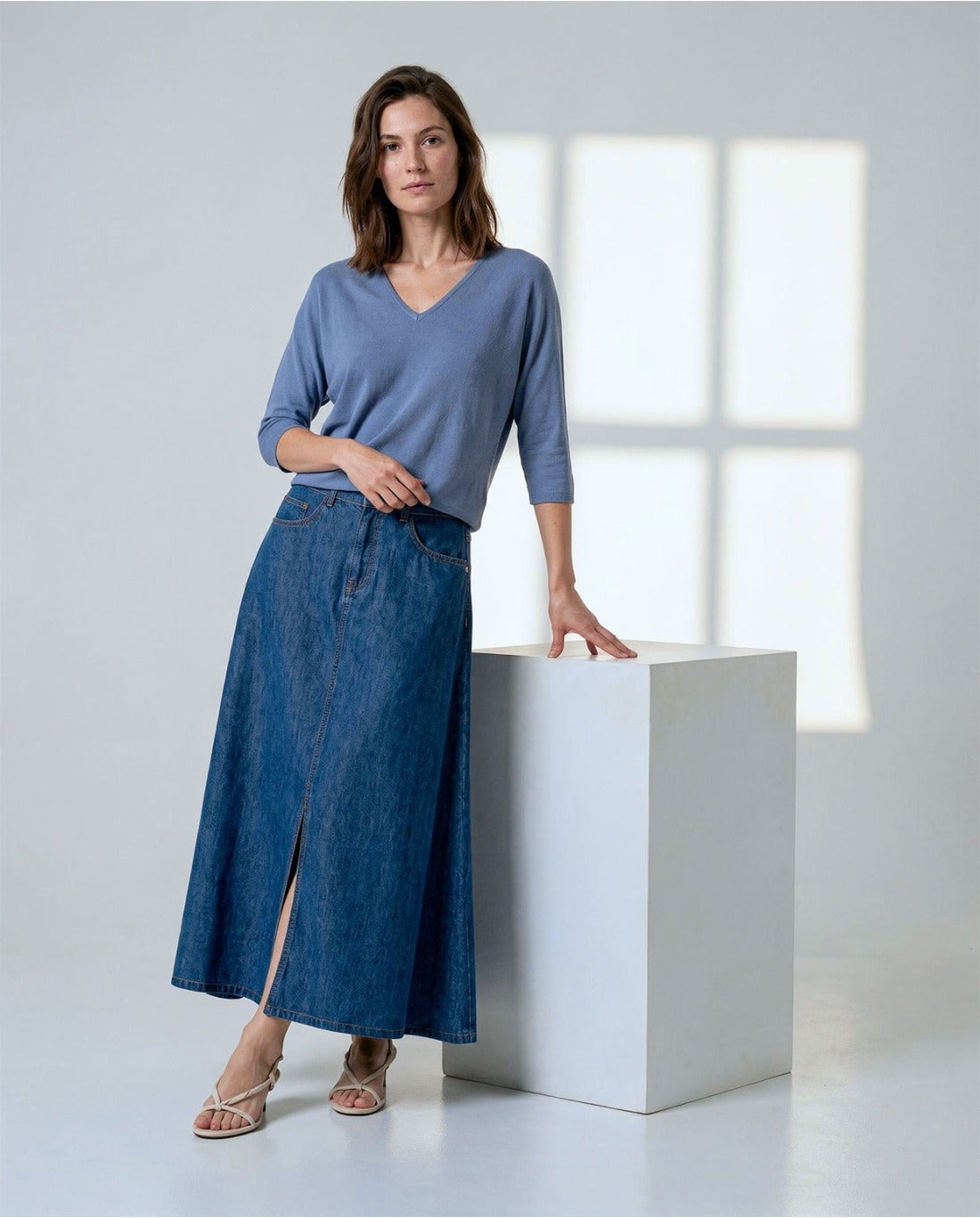 Jersey cuello pico azul DARIA