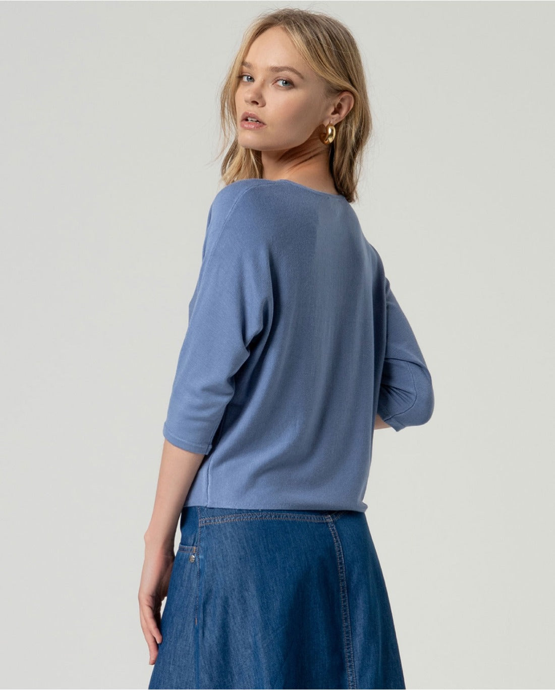 Jersey cuello pico azul DARIA