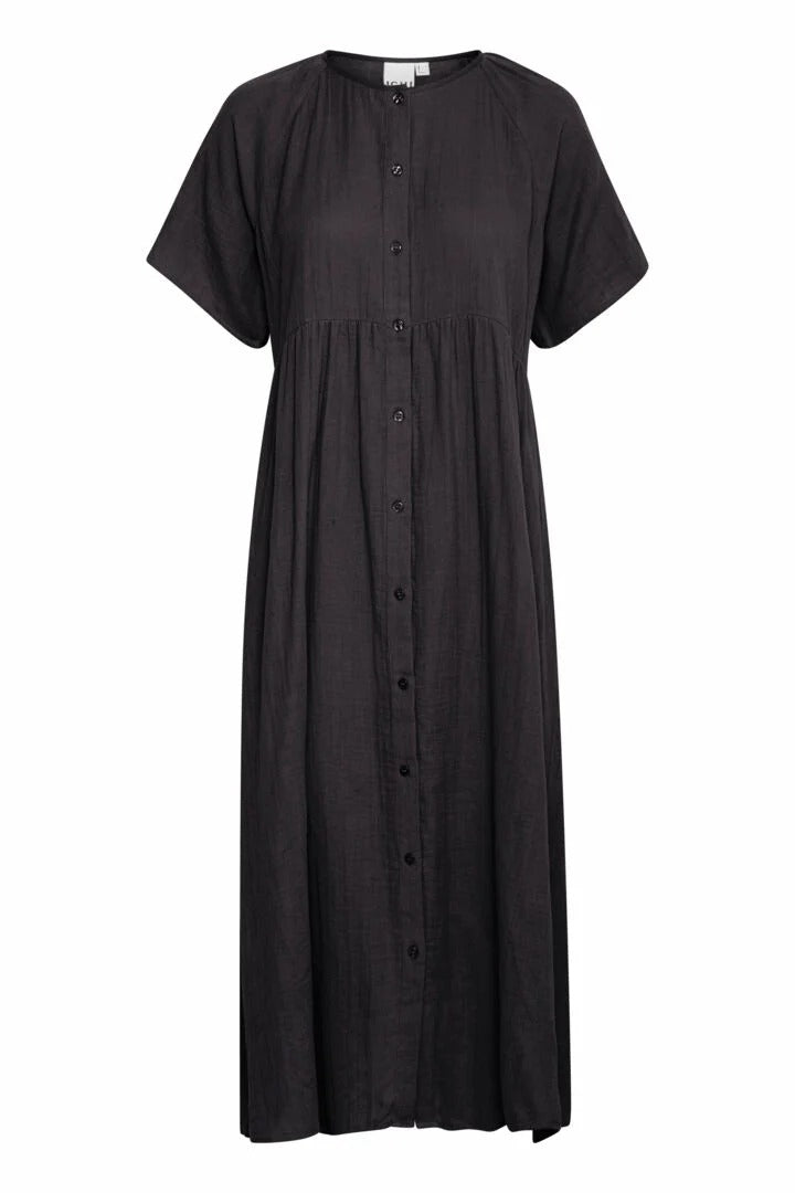 Vestido negro de algodón midi