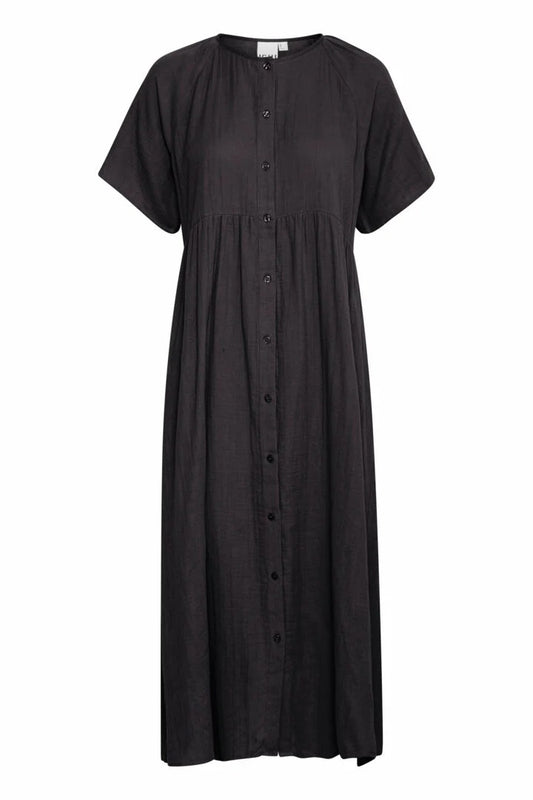 Vestido negro de algodón midi