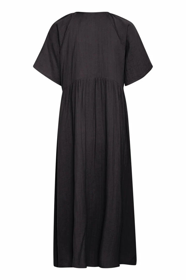 Vestido negro de algodón midi