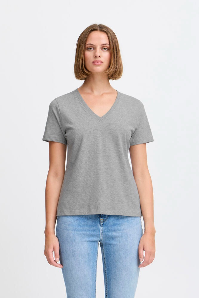 Camiseta básica cuello pico PALMA gris